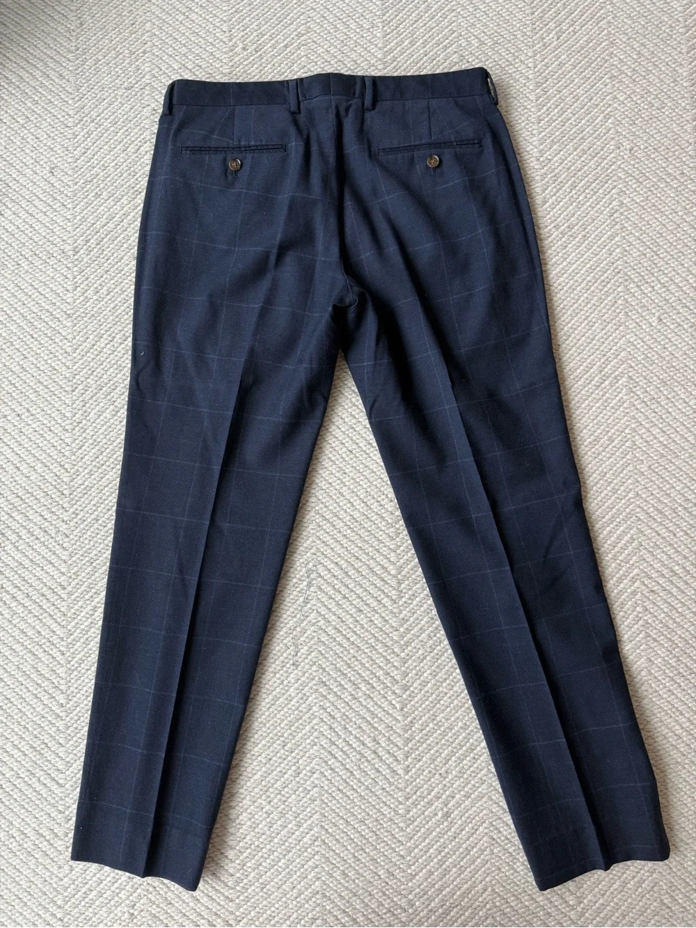 J. Crew Thompson Navy Windowpane Two-Piece Suit (altered- see measurements)